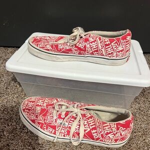 Vans Red and White Youth Skate Shoe